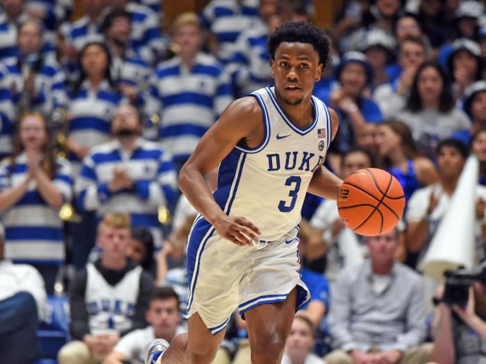 Duke’s Jeremy Roach dribbles